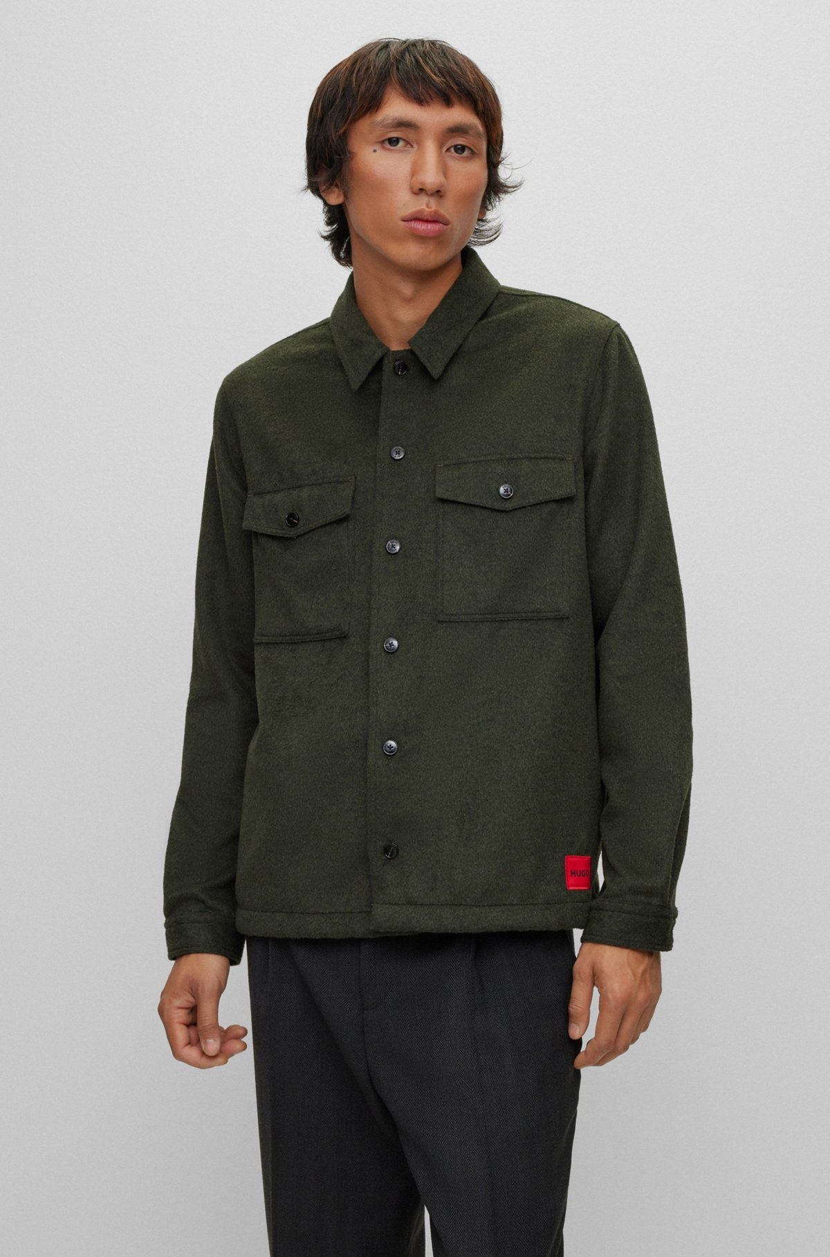 OVERSIZE-FIT OVERSHIRT WITH RED LOGO LABEL - 2