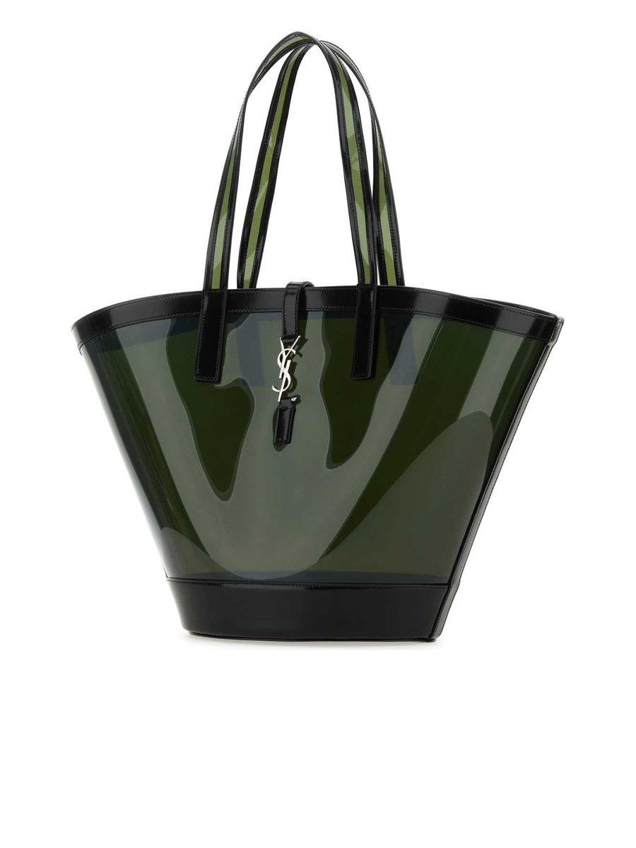 Vinyl And Leather Medium Panier Shopping Bag - 2