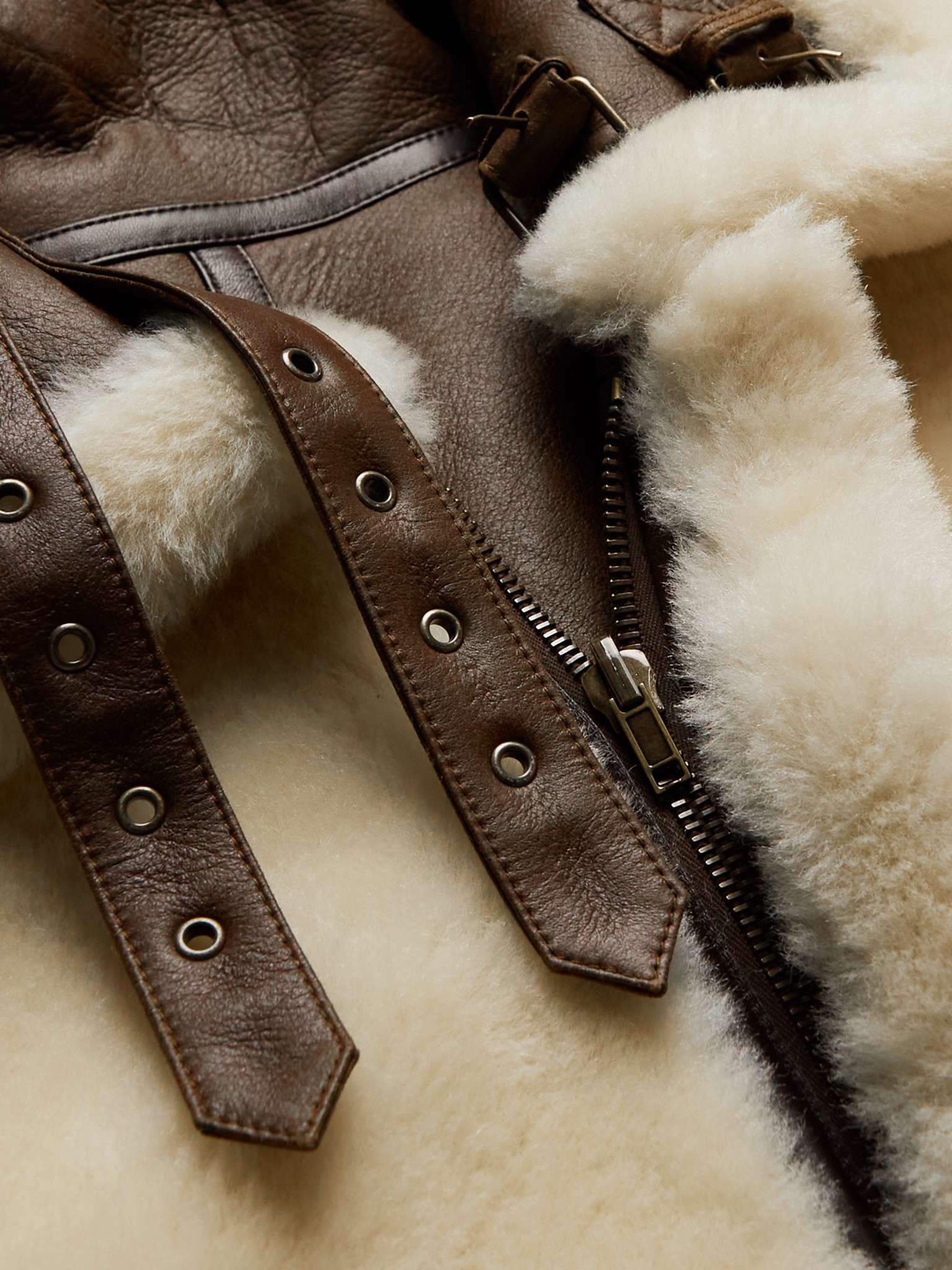 Reversible Shearling and Leather Aviator Jacket - 6