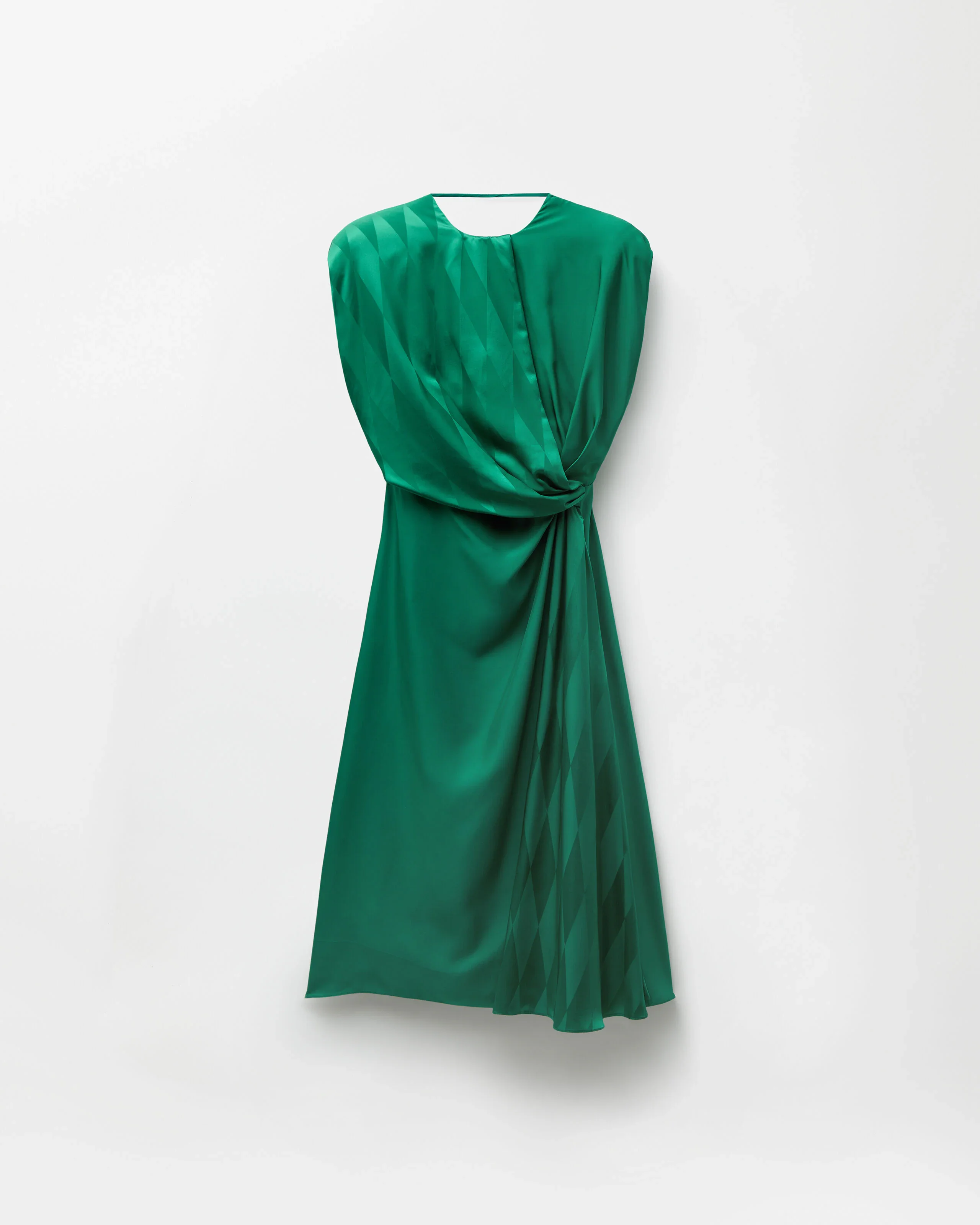Jacquard Silk Draped Midi Dress - 1