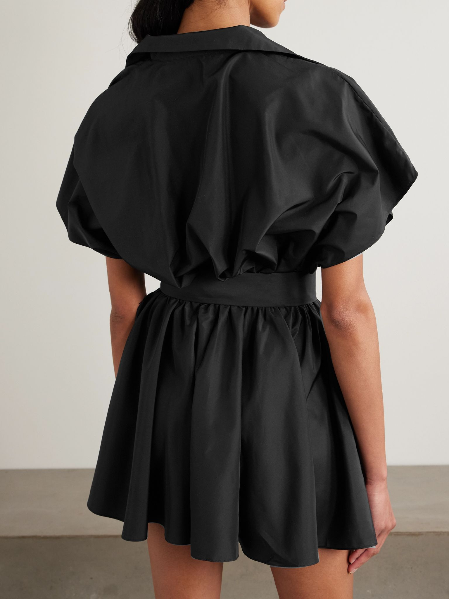 Super gathered habotai mini dress Black - 4