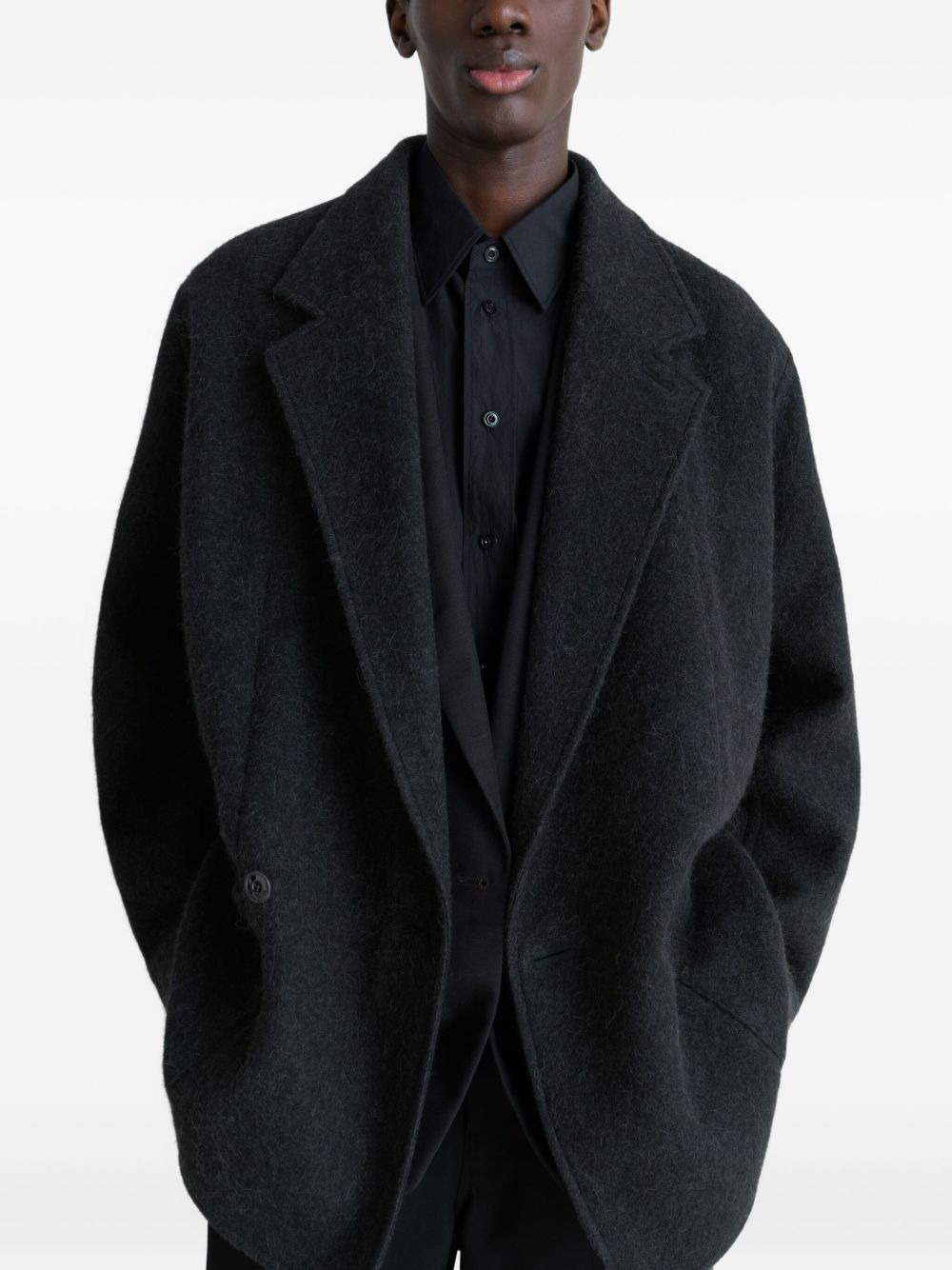 double-breasted felted coat - 3