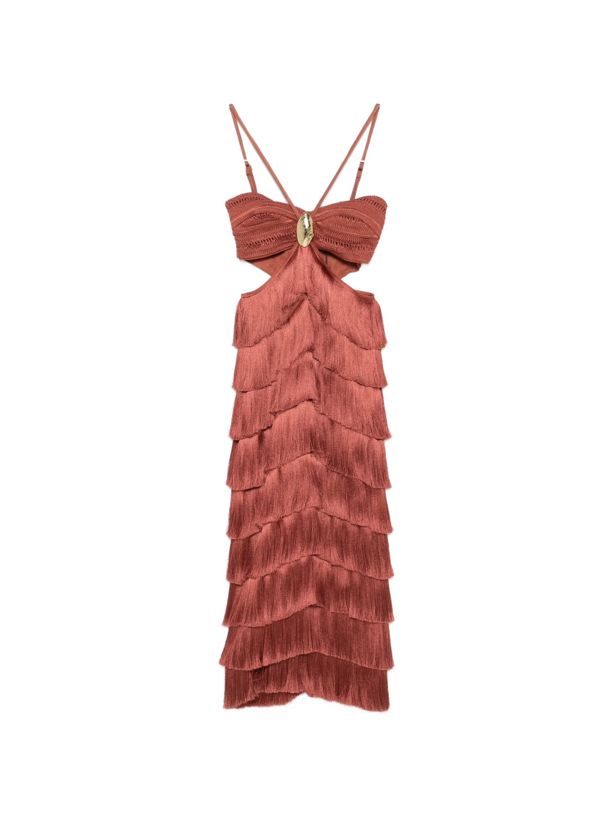 Patbo X Camila Coelho Amethyst Fringed Midi Dress - 1