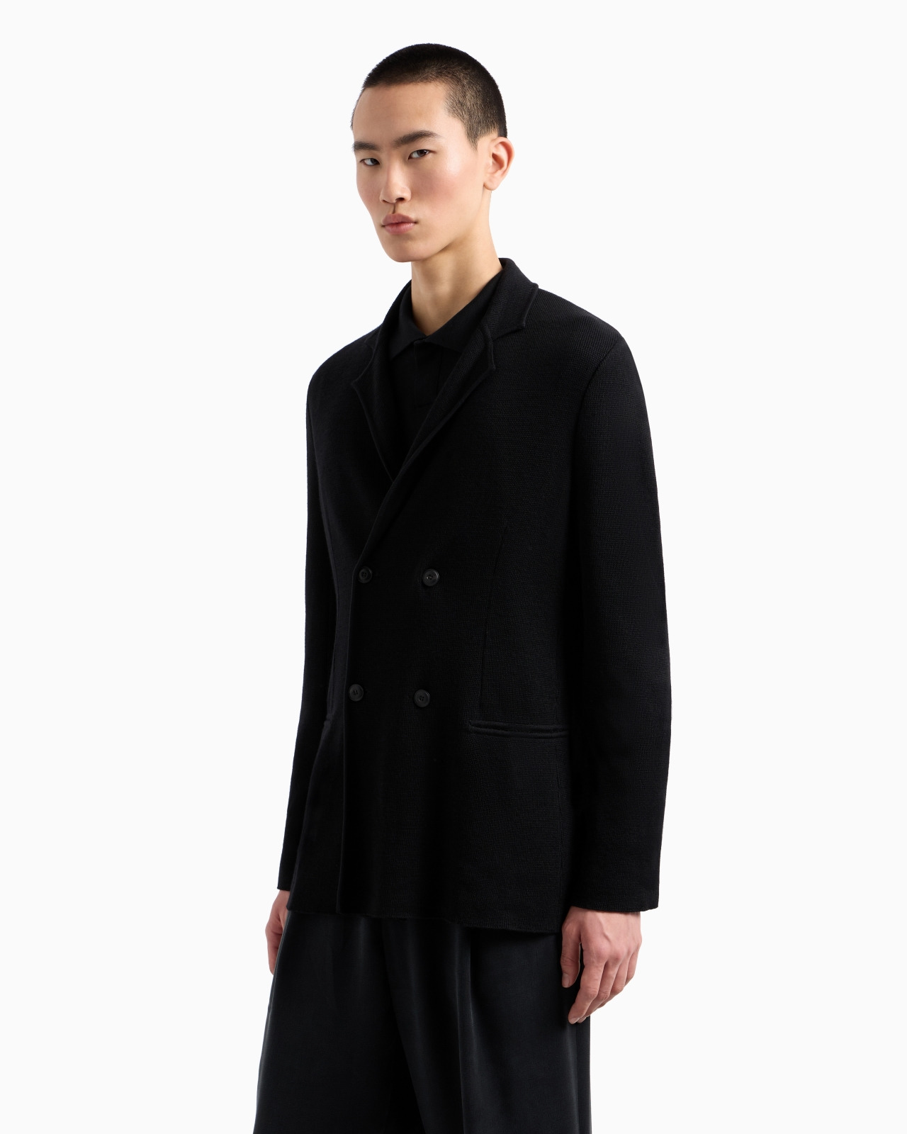 DOUBLE-BREASTED JACKET IN VIRGIN WOOL AND CASHMERE - 4