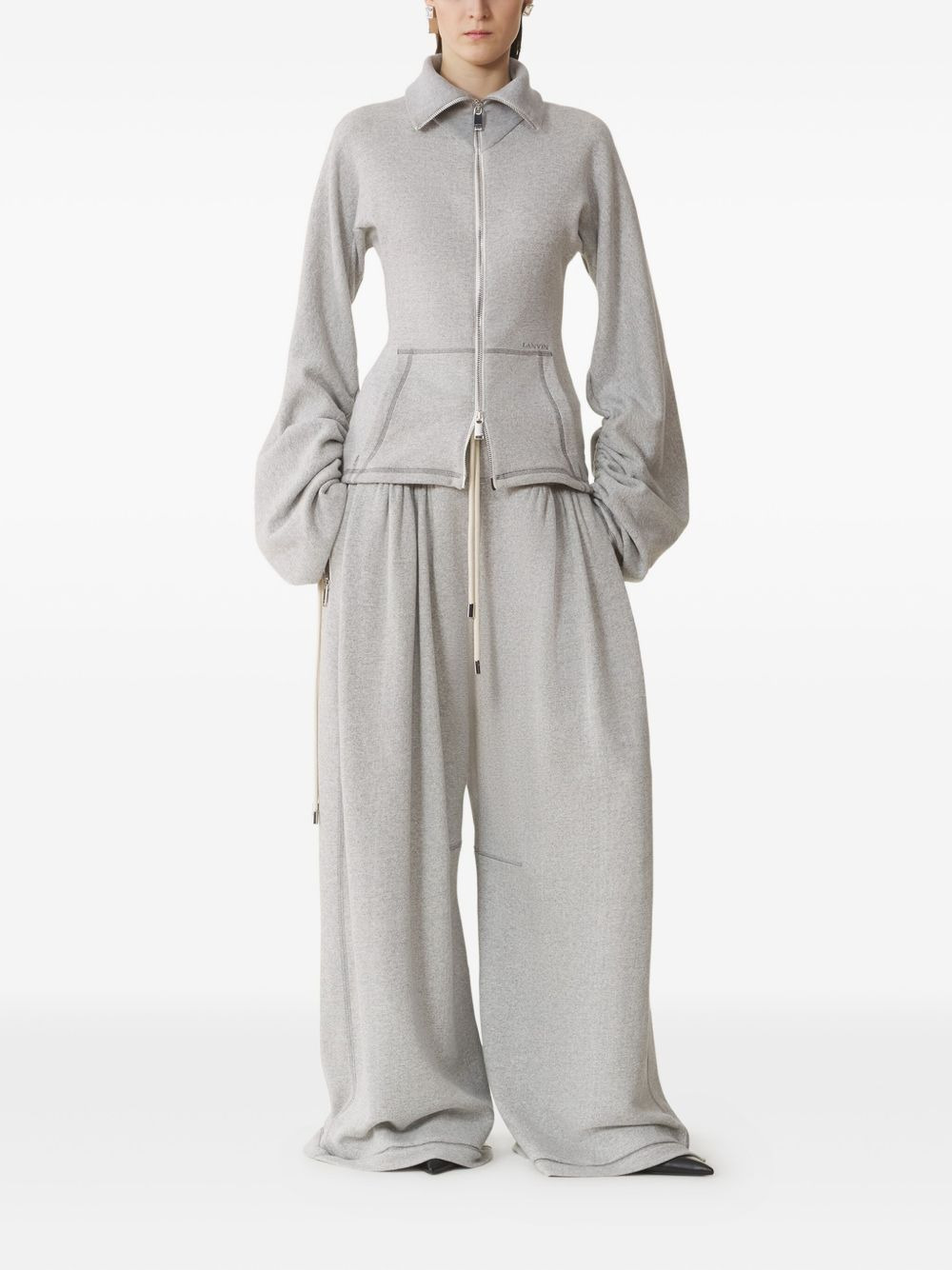 cotton gathered-cuff jacket - 2