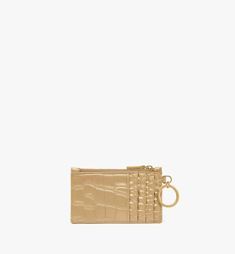 Mode Travia Lanyard Card Case in Metallic Croco Leather 3