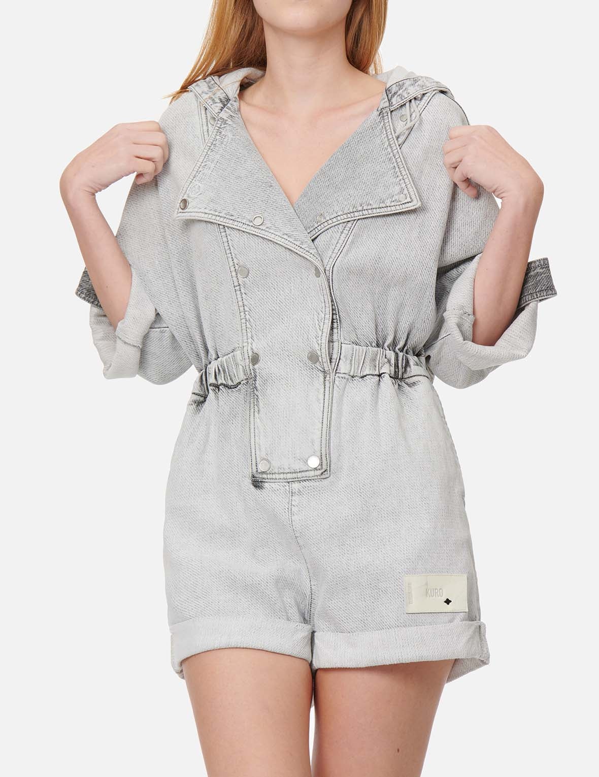 Open-Back Knit Denim Jumpsuit - 3