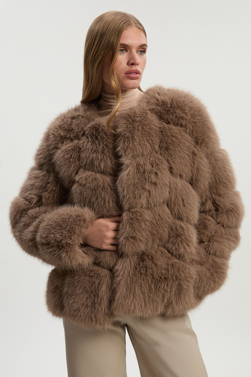 Faux Fur Panelled Long Sleeve Jacket 1