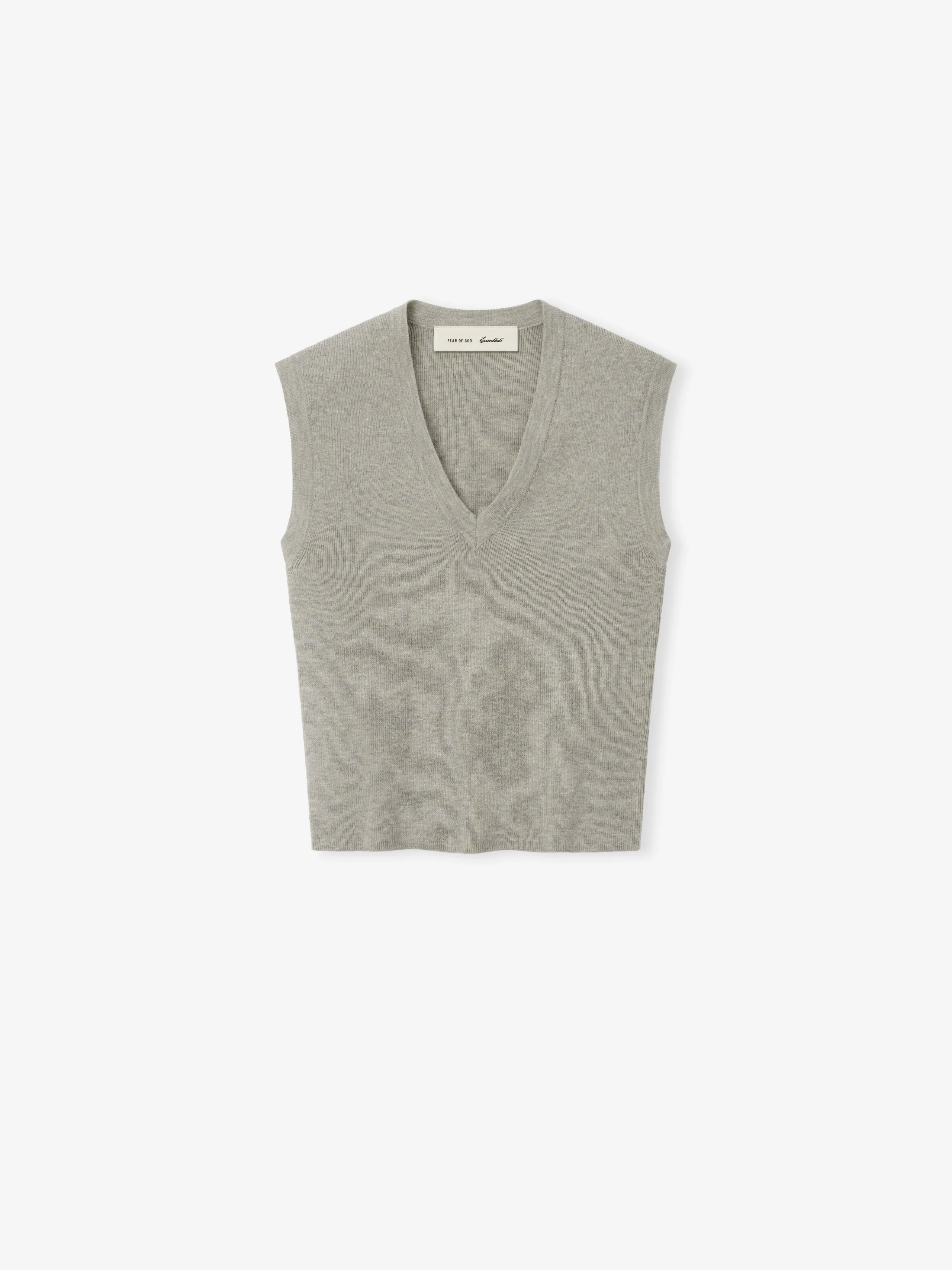 Womens Rib Knit V-Neck Cropped Tank - 1
