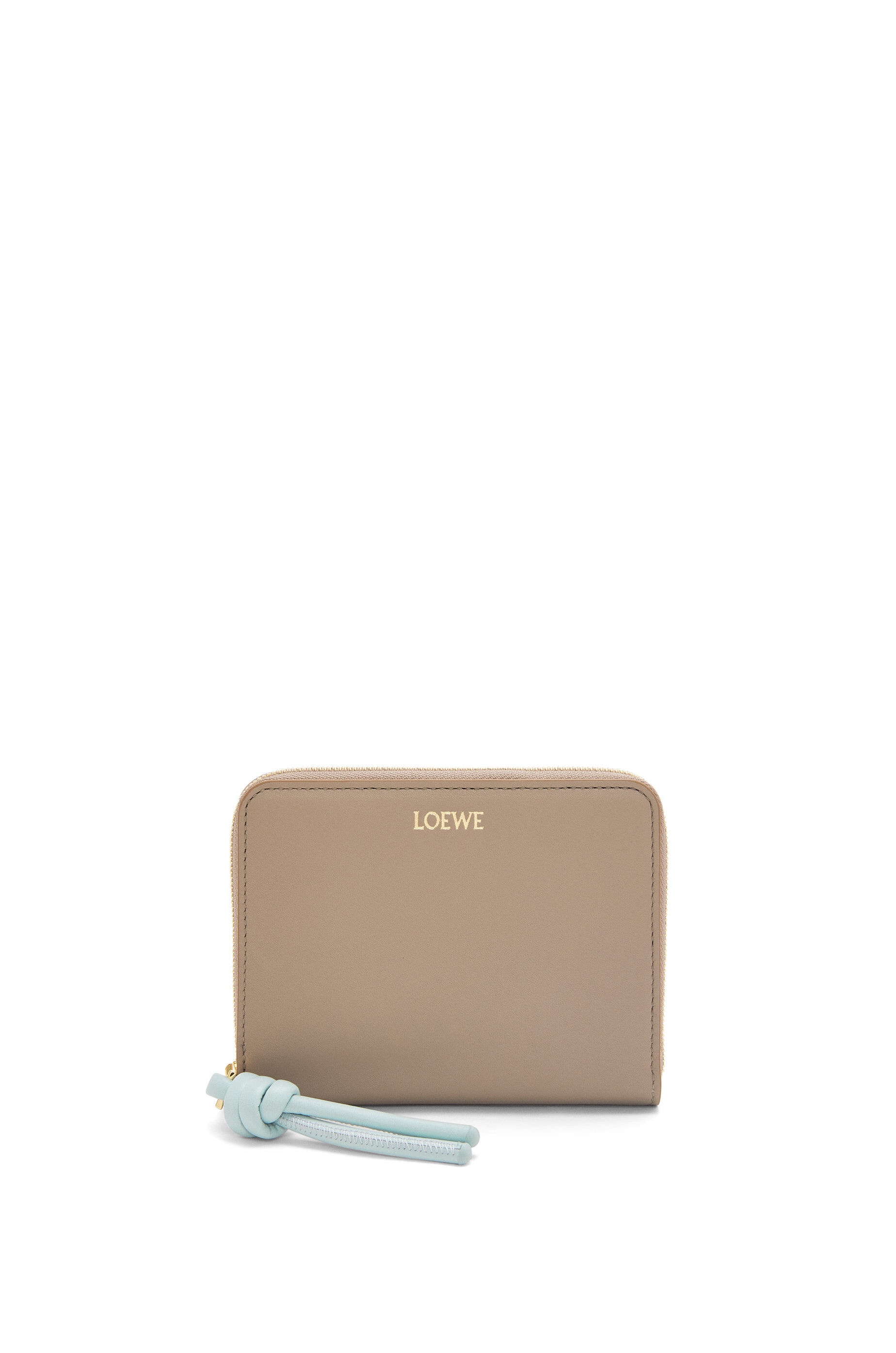 Knot compact zip wallet in shiny nappa calfskin - 1