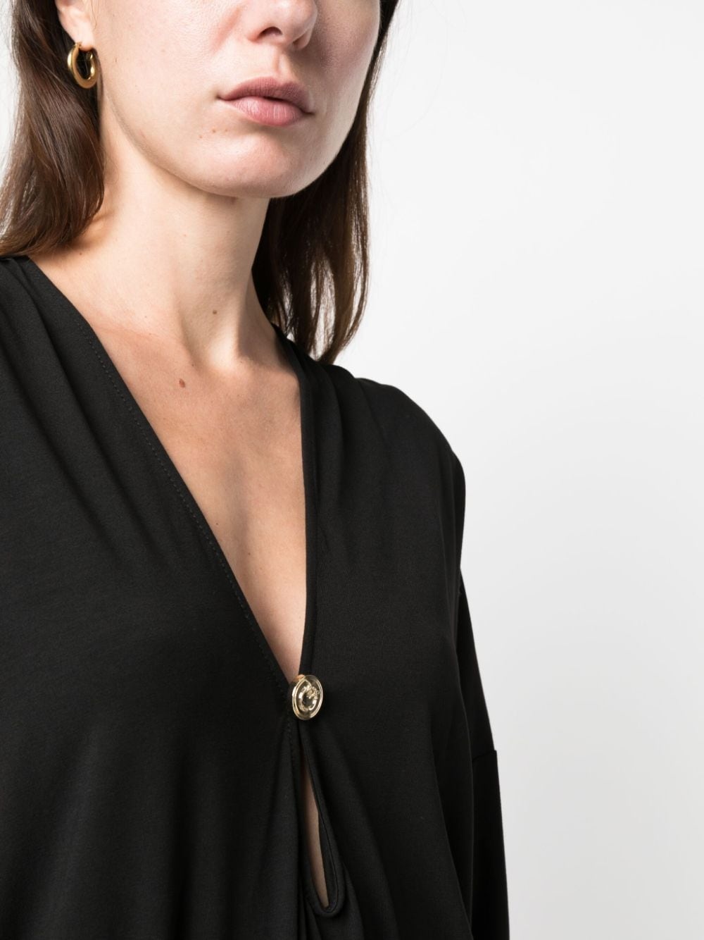 draped cut-out V-neck top - 5