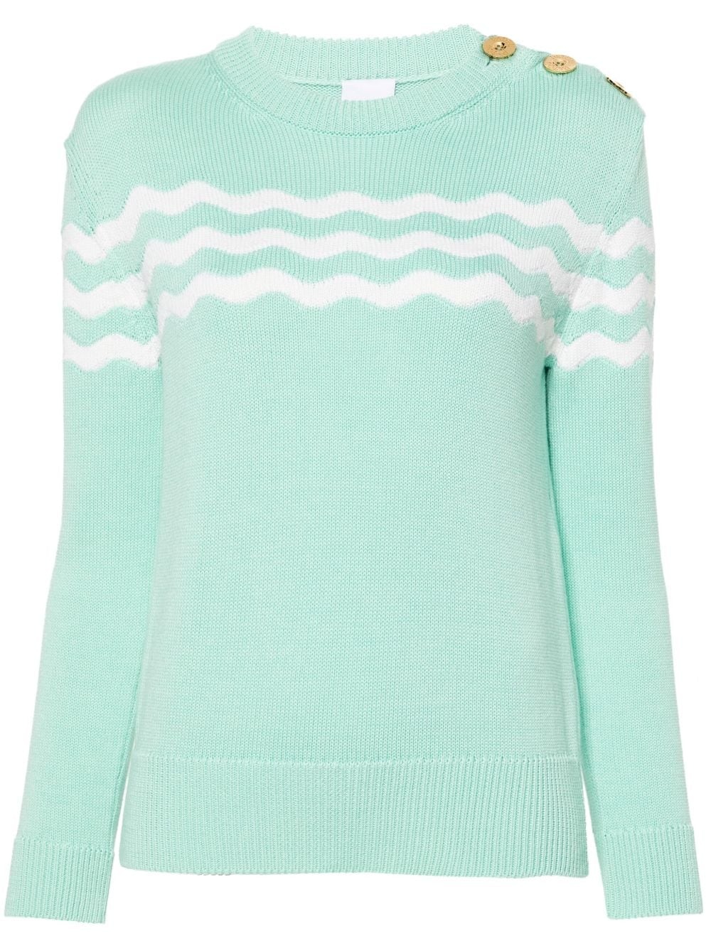 wave-pattern crew-neck jumper - 1