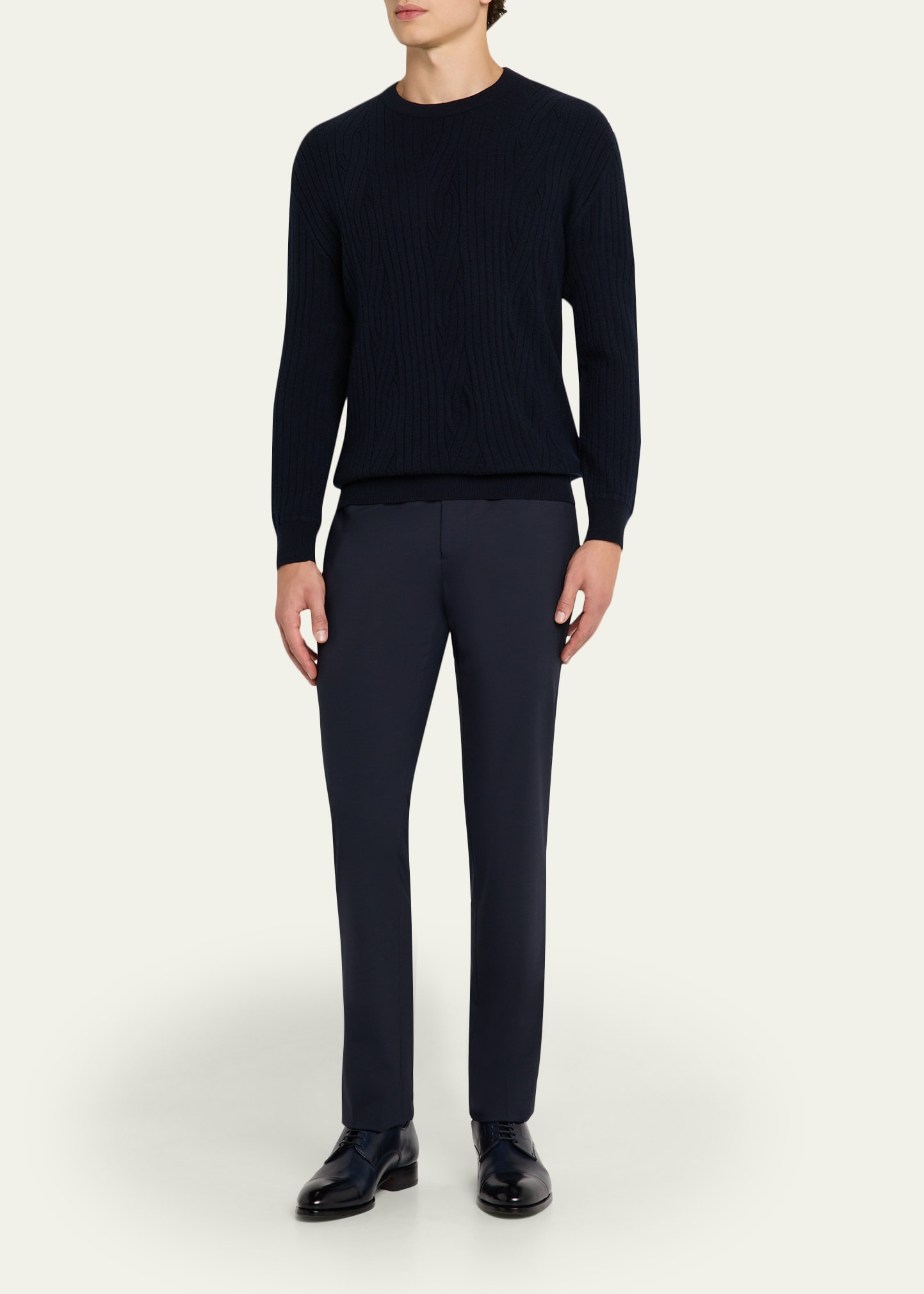 Men's Wool and Cashmere Cable Knit Crewneck Sweater - 2