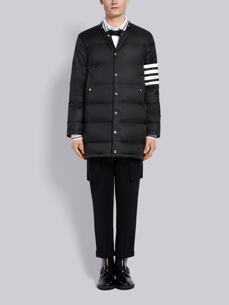 Black Down-filledmatte Nylon 4-bar Snap-front Coat 4
