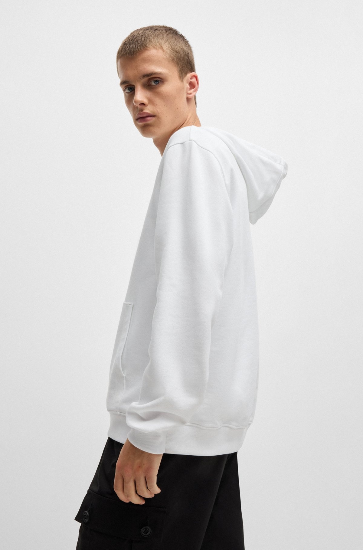 COTTON-TERRY HOODIE WITH STACKED LOGO PRINT - 5
