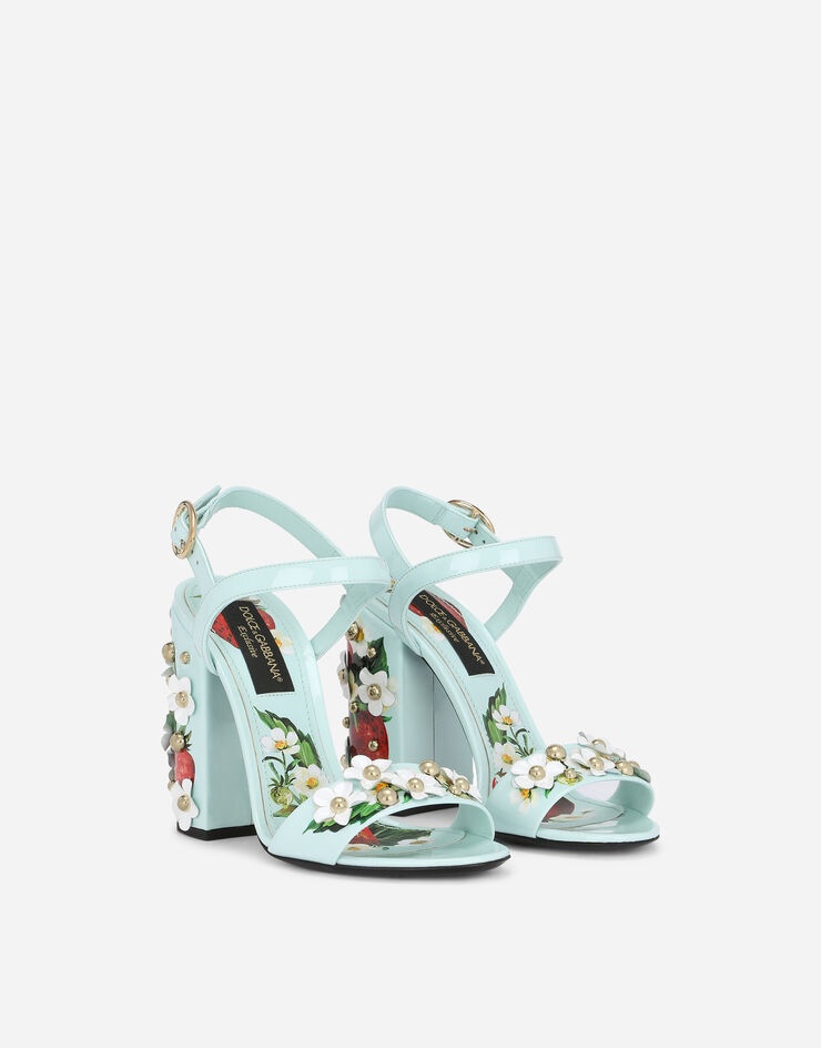 Patent leather sandals with embroidery and studs - 2