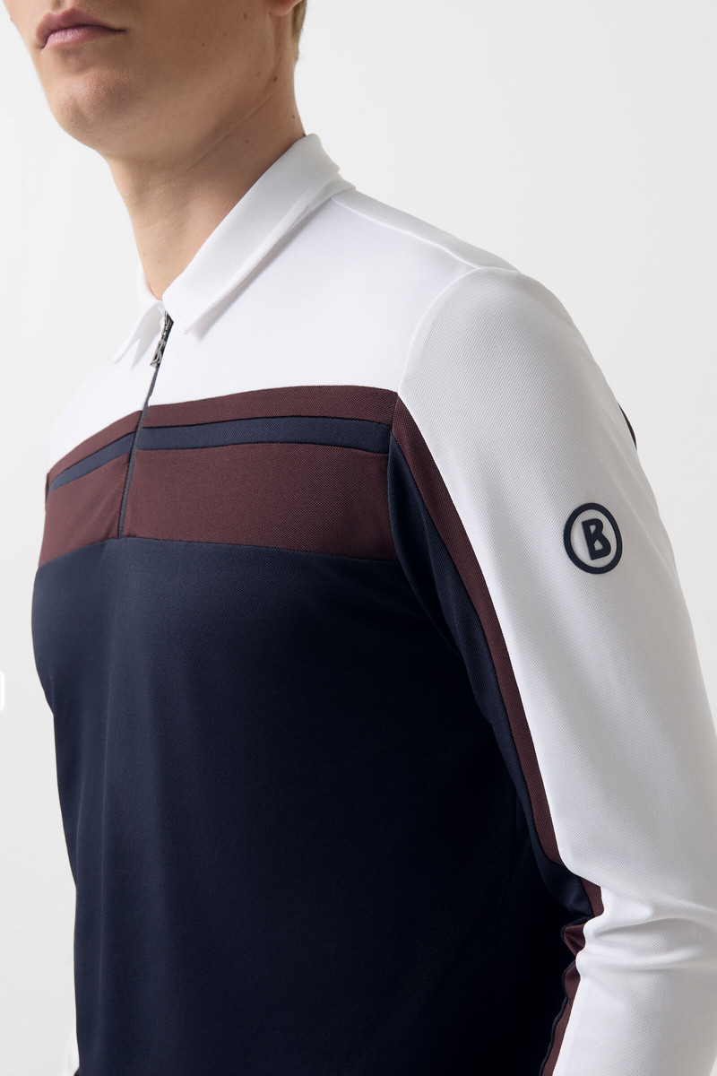 Gernot polo long-sleeved top in Navy blue/white 5