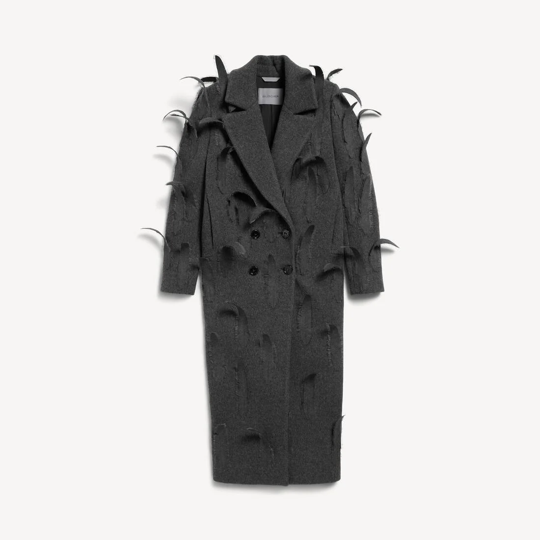 Women's Feathered Embroidered Maxi Coat in Anthracite - 1