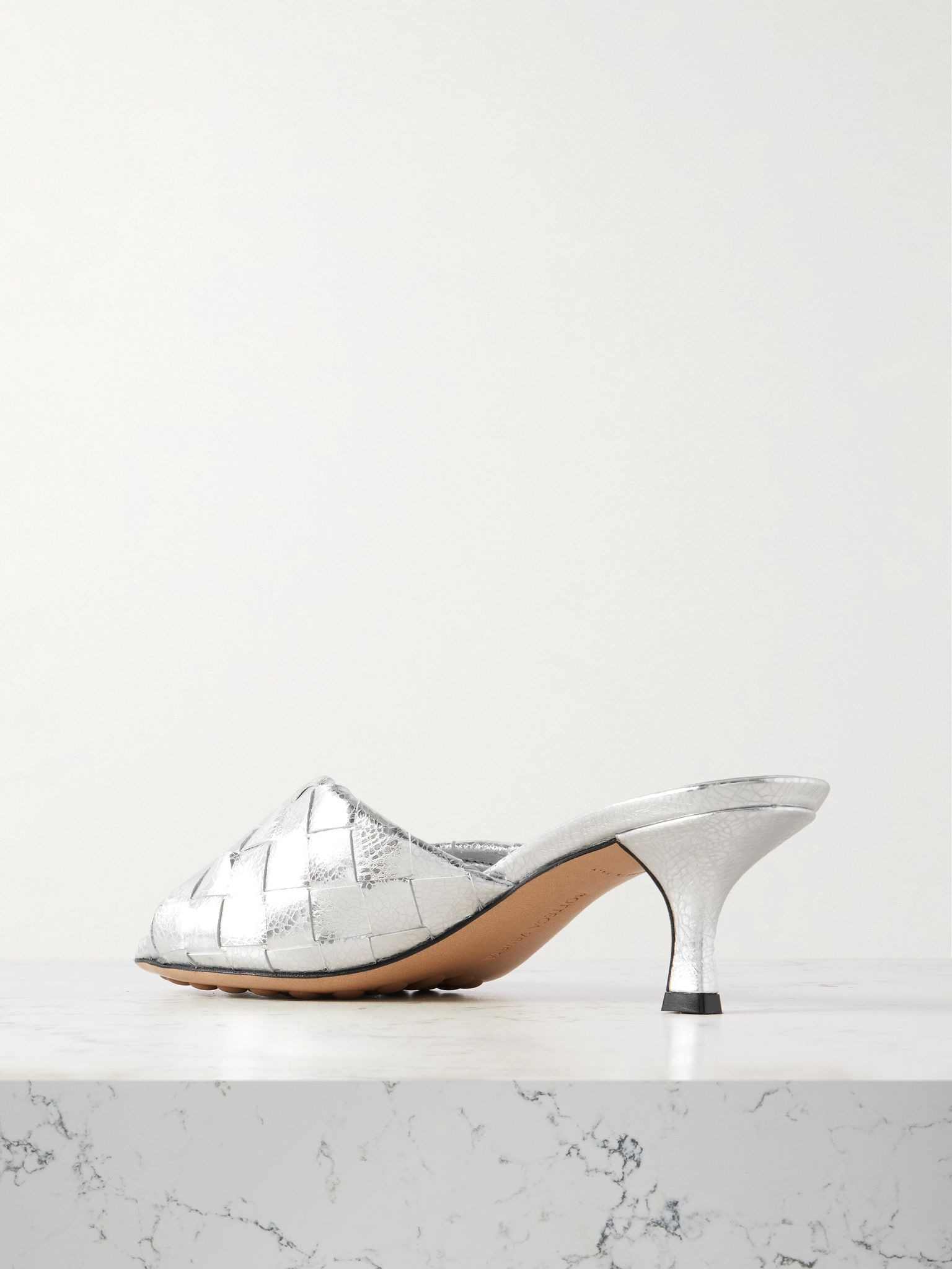Blink twisted intrecciato metallic leather mules Silver - 3