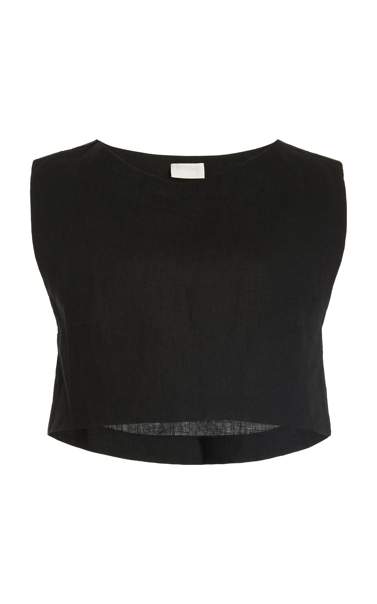 Exclusive Martina Linen Crop Top black - 1