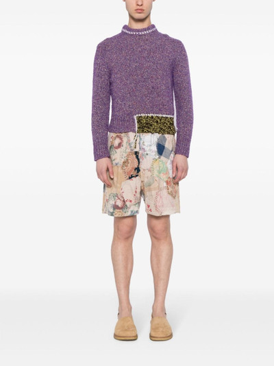 By Walid patchwork cotton track shorts outlook