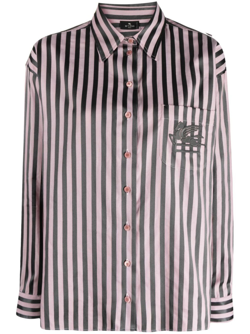 Pegaso-embroidered striped shirt - 1