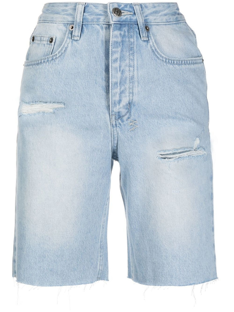 longline distressed denim shorts 1
