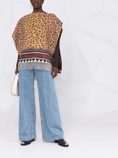 Etro animal-print cashmere poncho outlook