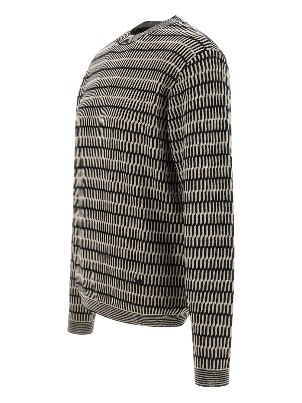 optical-pattern crew-neck sweater - 3