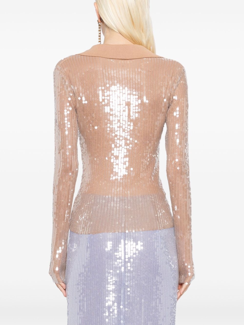 sequin-embellished mesh top - 4