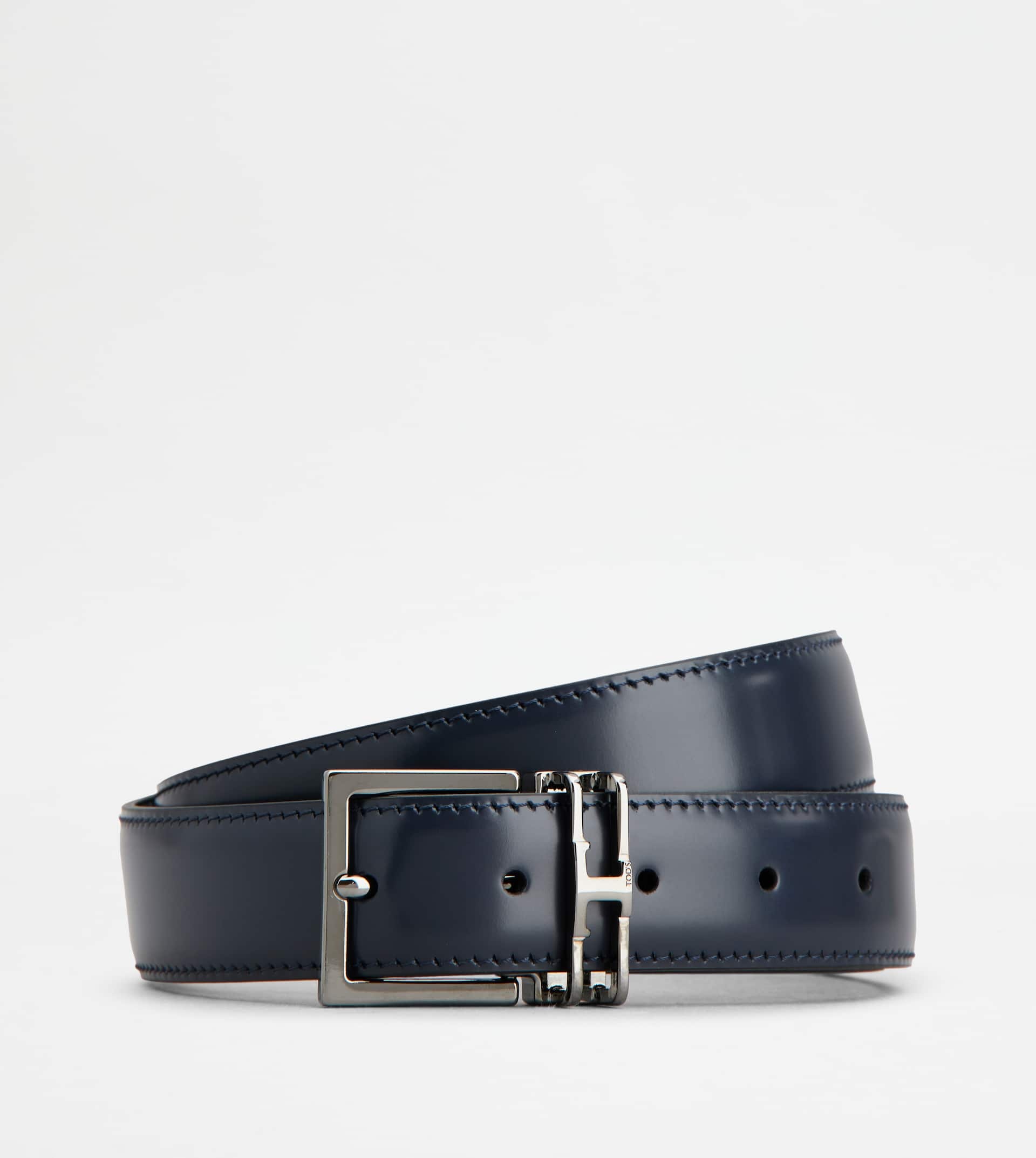 REVERSIBLE BELT IN LEATHER - BLUE, BLACK - 1