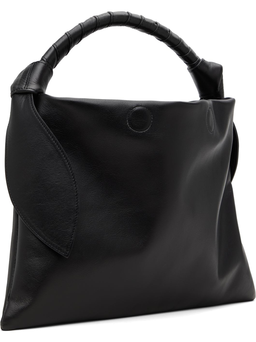 Black Leather Ribbon Bag - 2