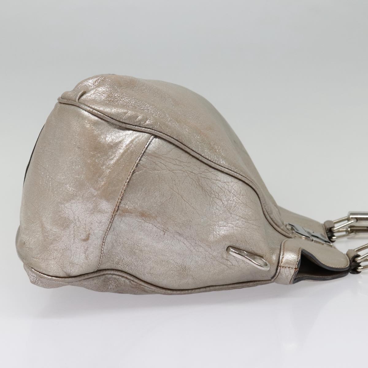 CELINE Hand Bag Leather Silver - 5