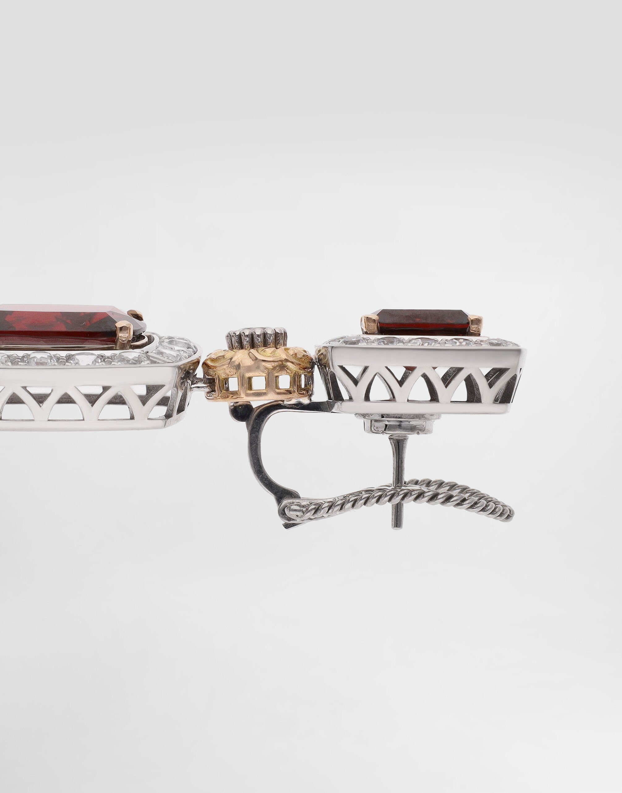 Eleganza Earrings 18-carat white and rose gold, garnets, and sapphires - 3