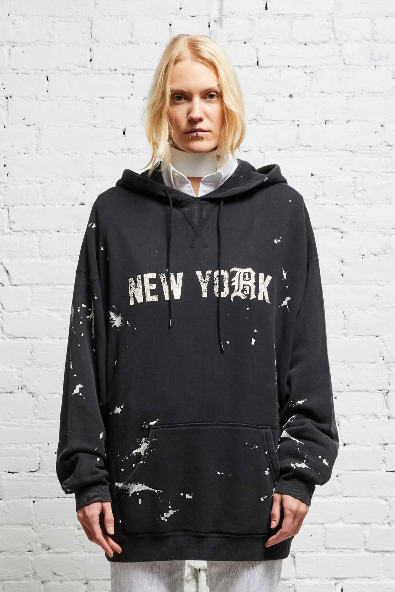 R13 NEW YORK HOODIE - ACID BLACK - 1
