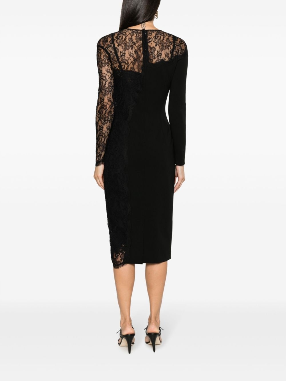 sheer-lace-panel maxi dress - 4