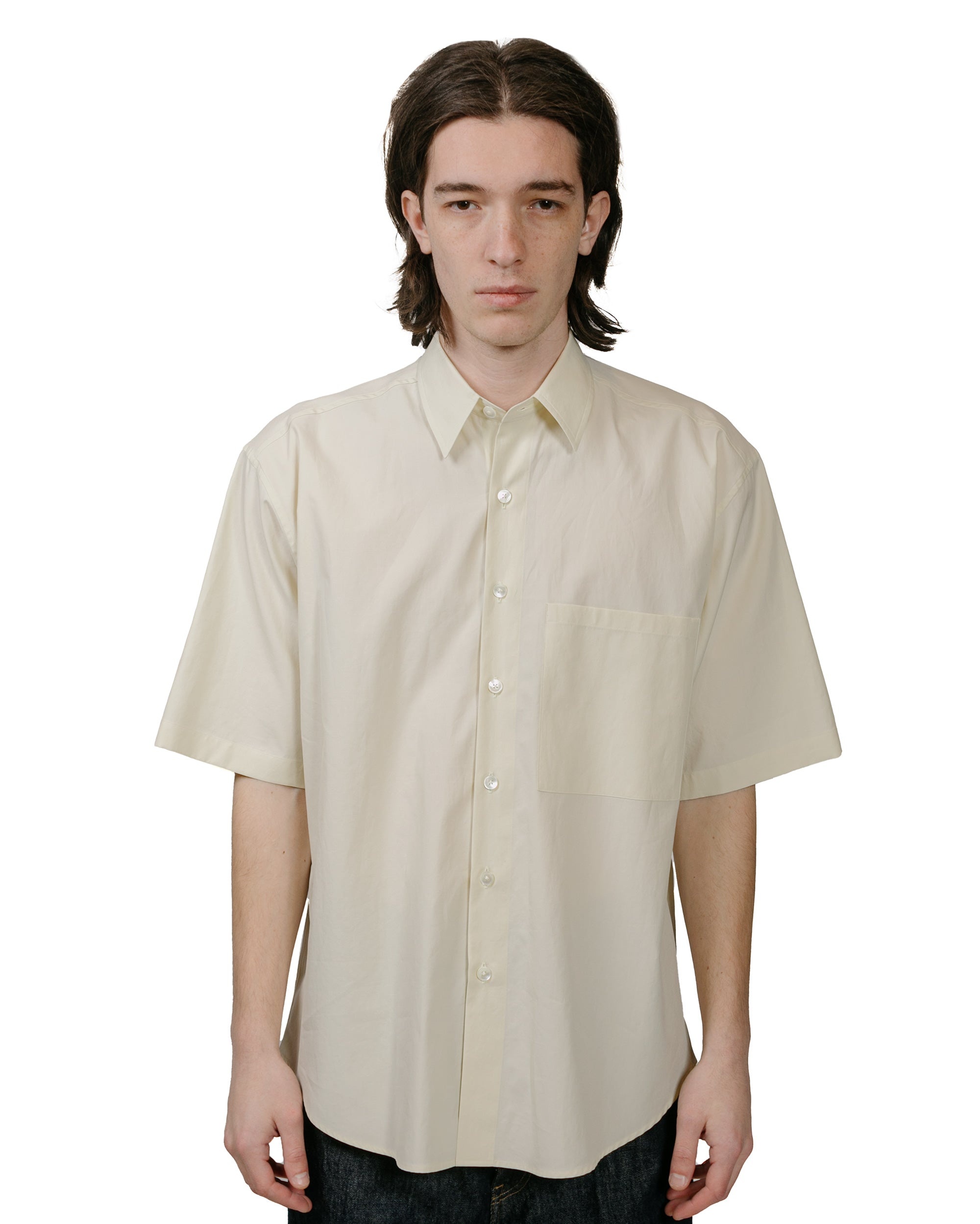 Washed Finx Twill Big Half Sleeved Shirt Light Yellow - 2