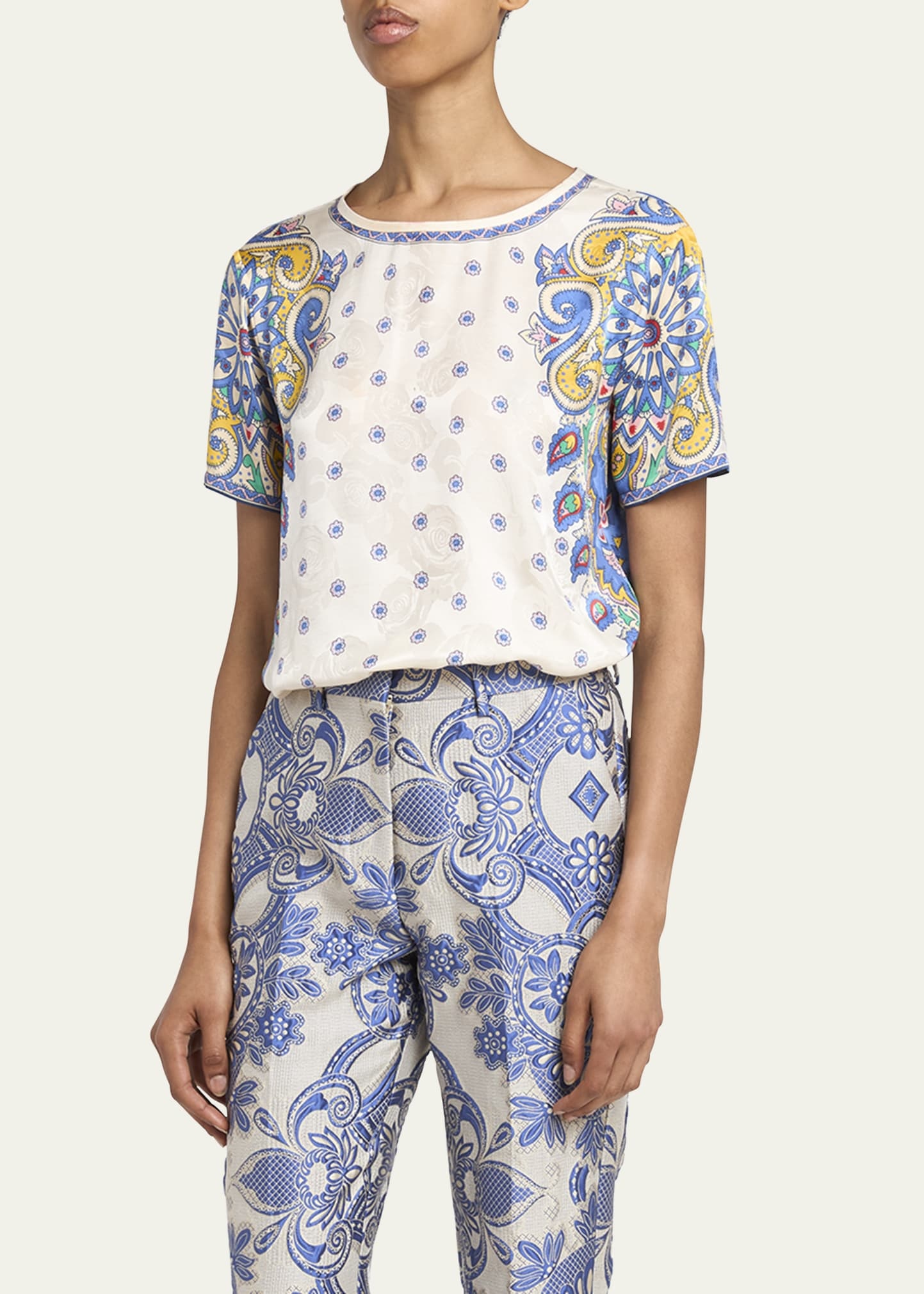 Short-Sleeve Paisley-Print Top - 4