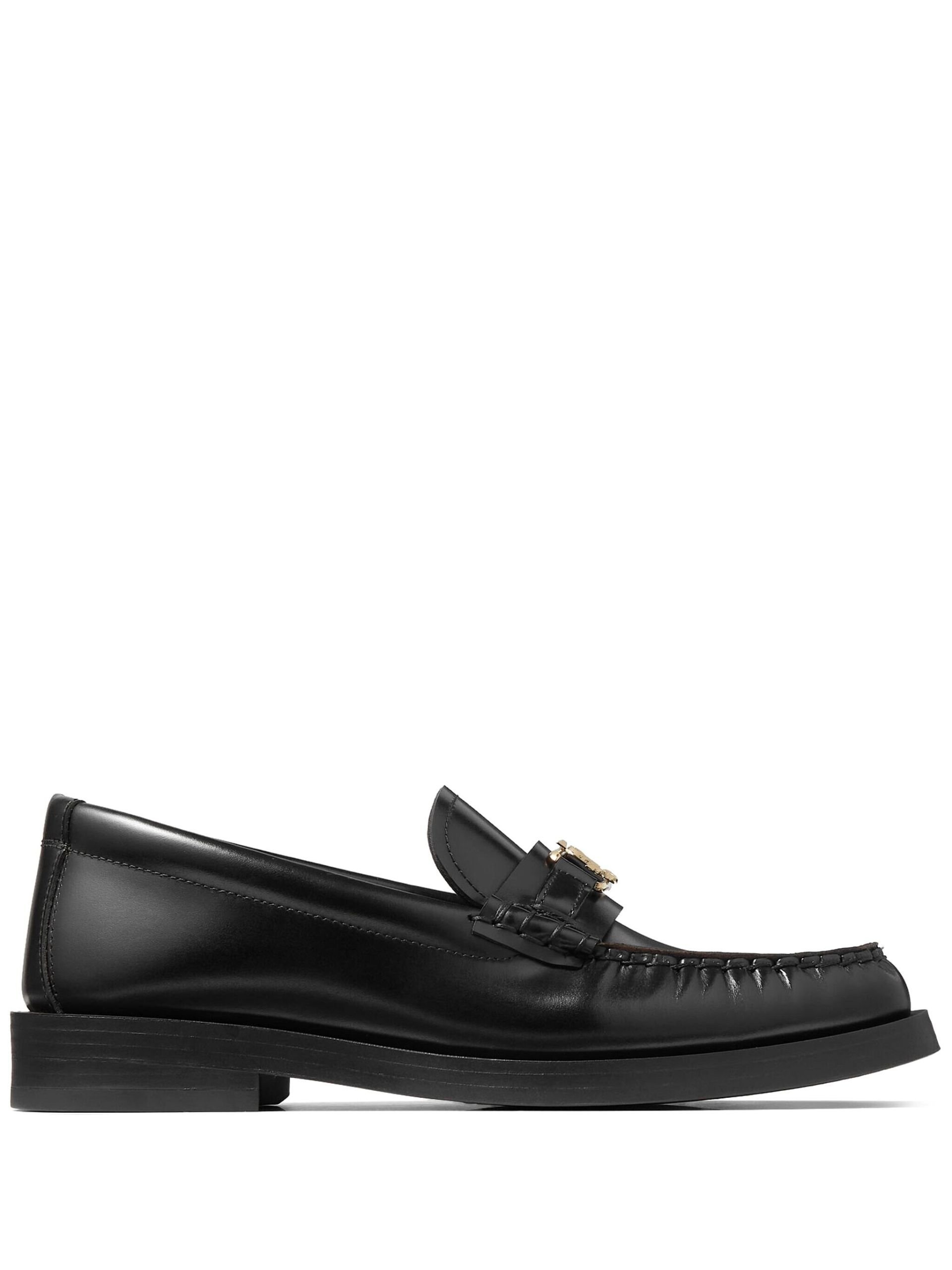 Black Addie Logo-Plaque Leather Loafers - 1