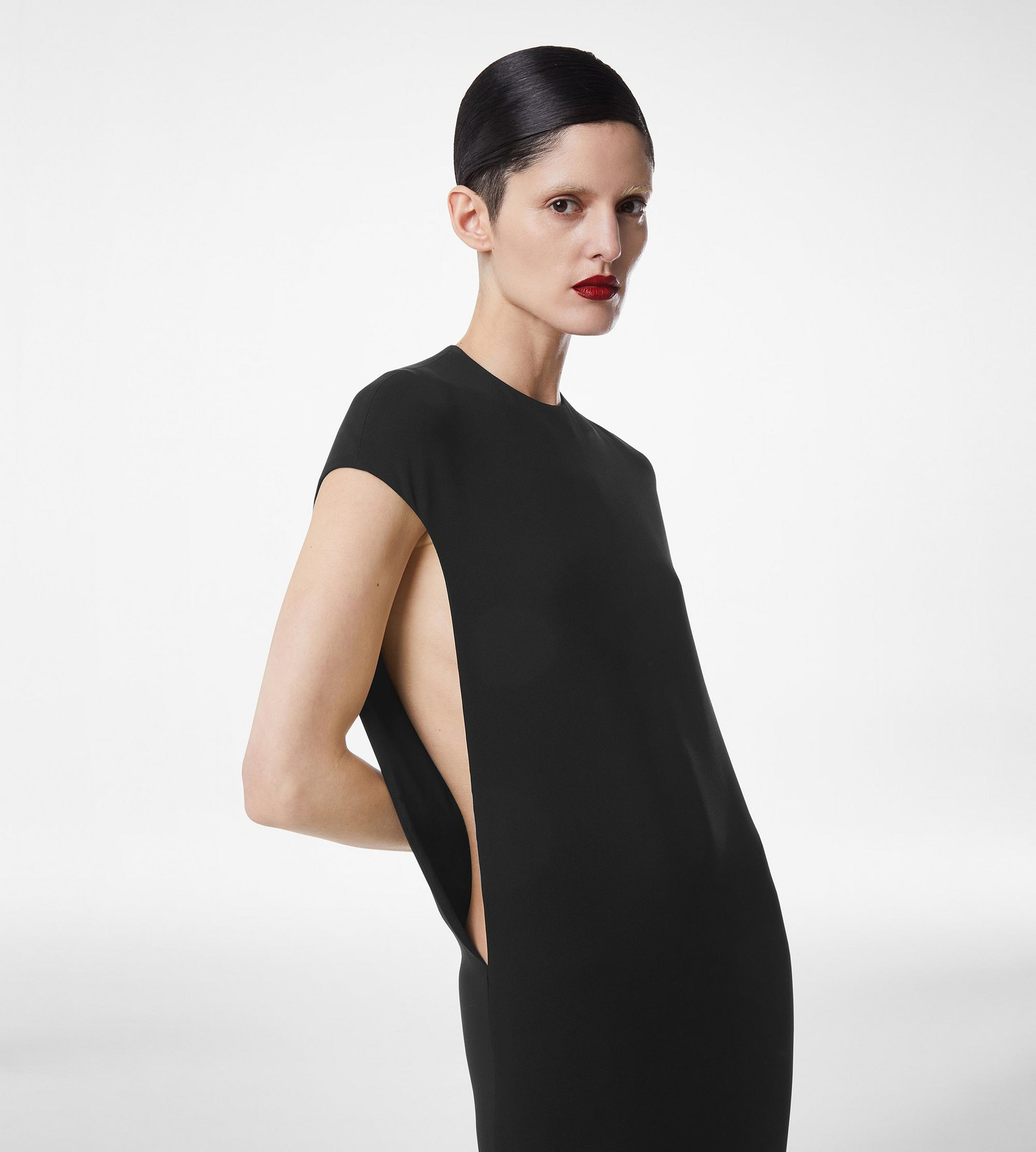 SILK DOUBLE GEORGETTE STRETCH EVENING DRESS - 5
