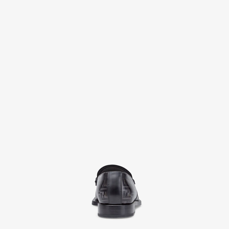 FENDI Black leather loafers outlook