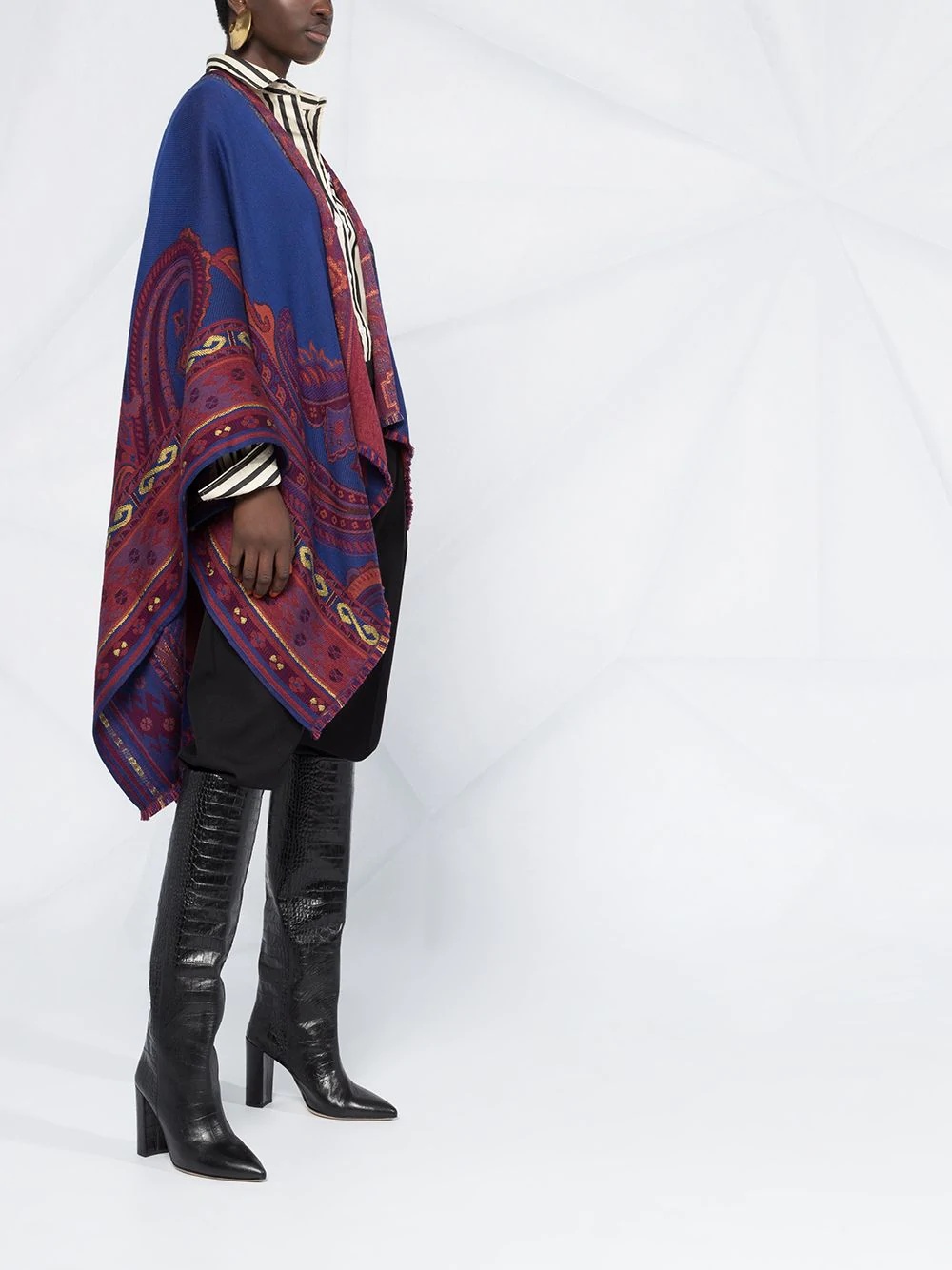 jacquard print poncho - 4