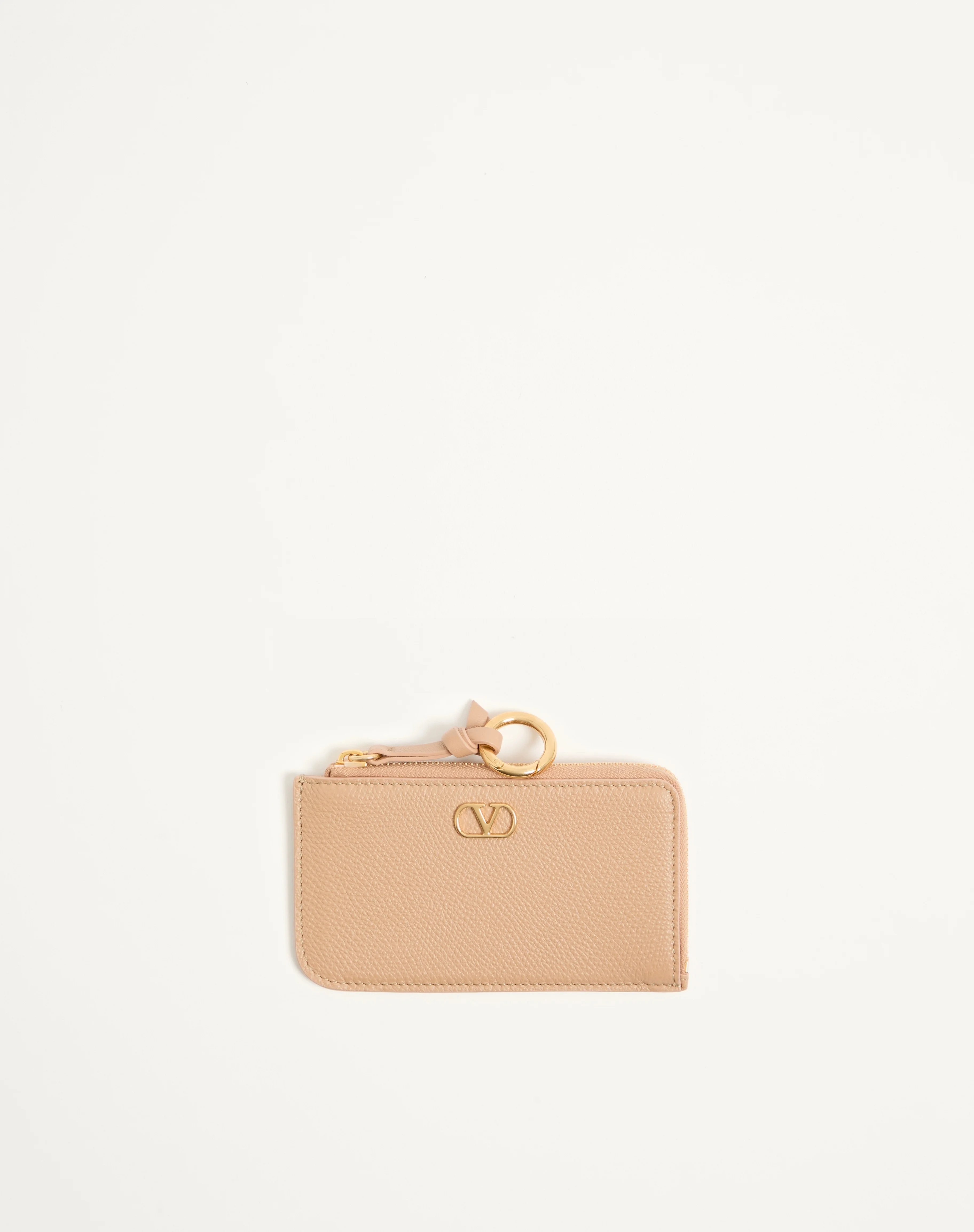 VALENTINO GARAVANI VLOGO SIGNATURE ZIP-AROUND CHARM CARDHOLDER IN GRAINY CALFSKIN - 1