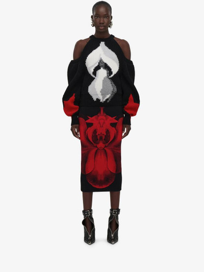 Alexander McQueen Women's Upside-down Orchid Jumper in Black/red/grey outlook