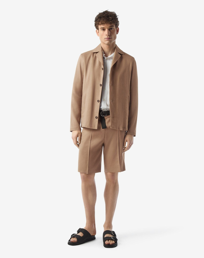 CORNELIANI Beige linen, wool and mohair Bermuda shorts outlook