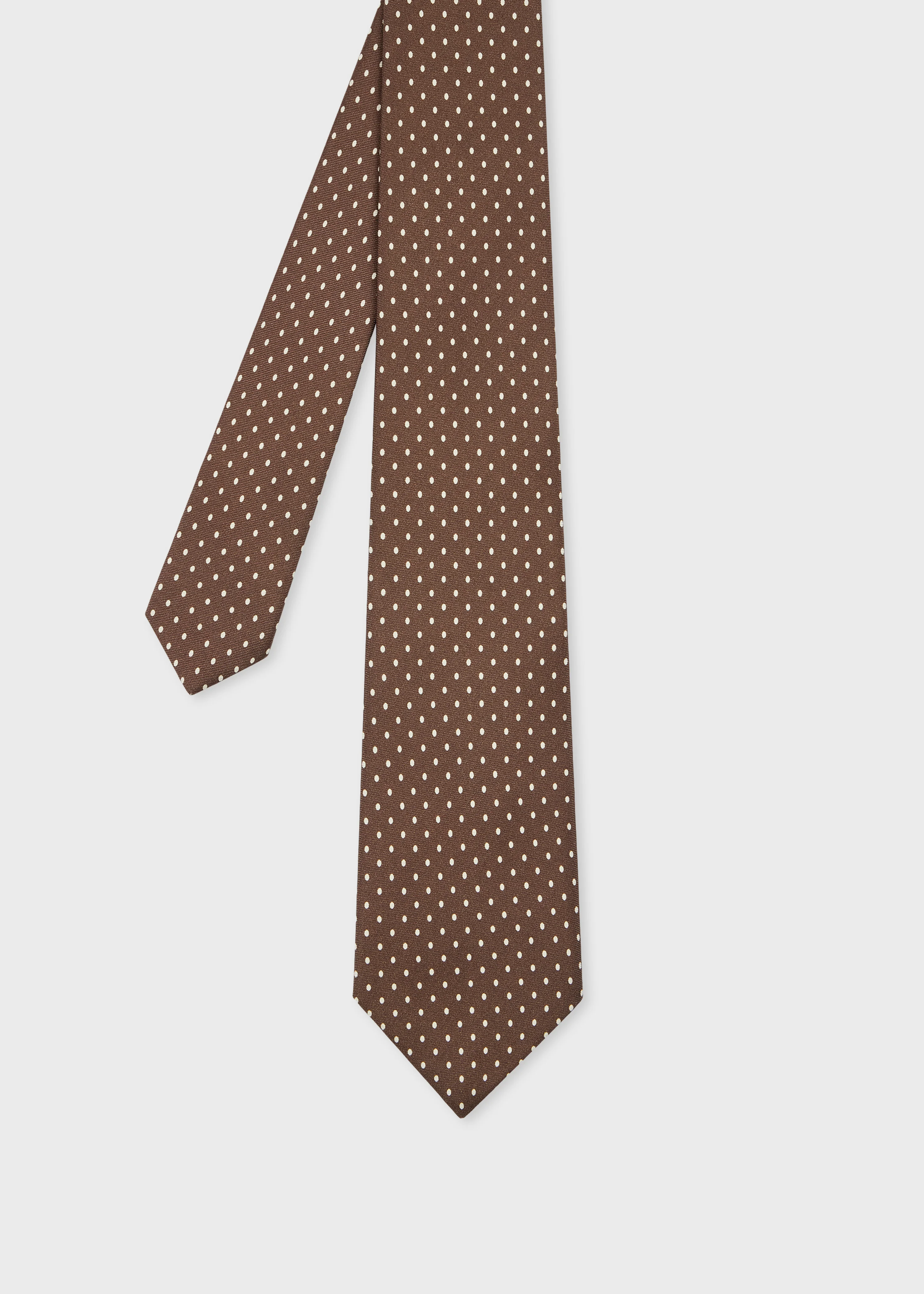 Brown Silk Pin Dot Tie - 1