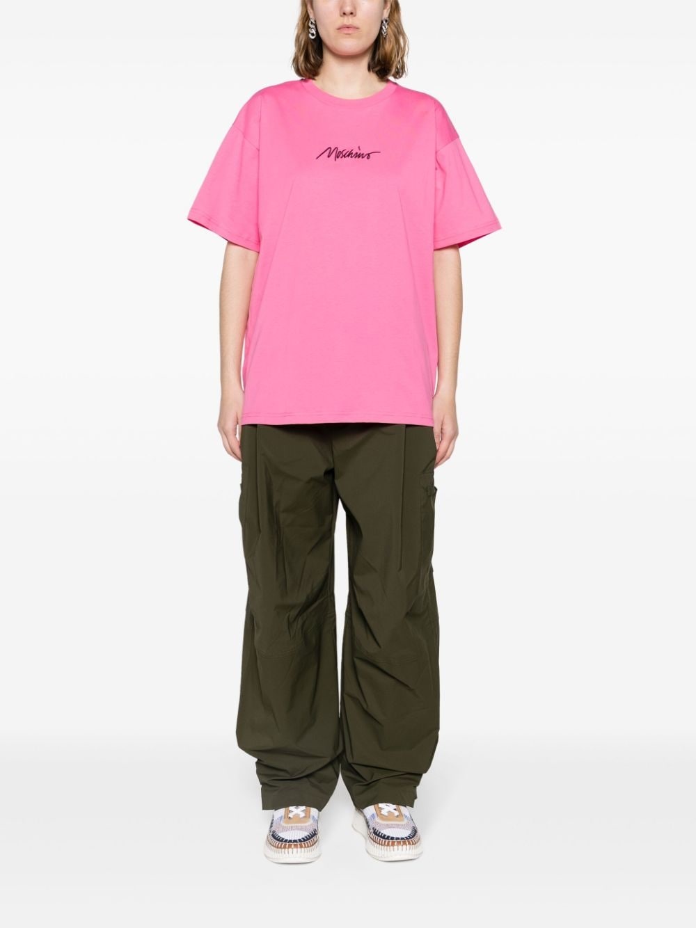 logo-embroidered cotton T-shirt - 2
