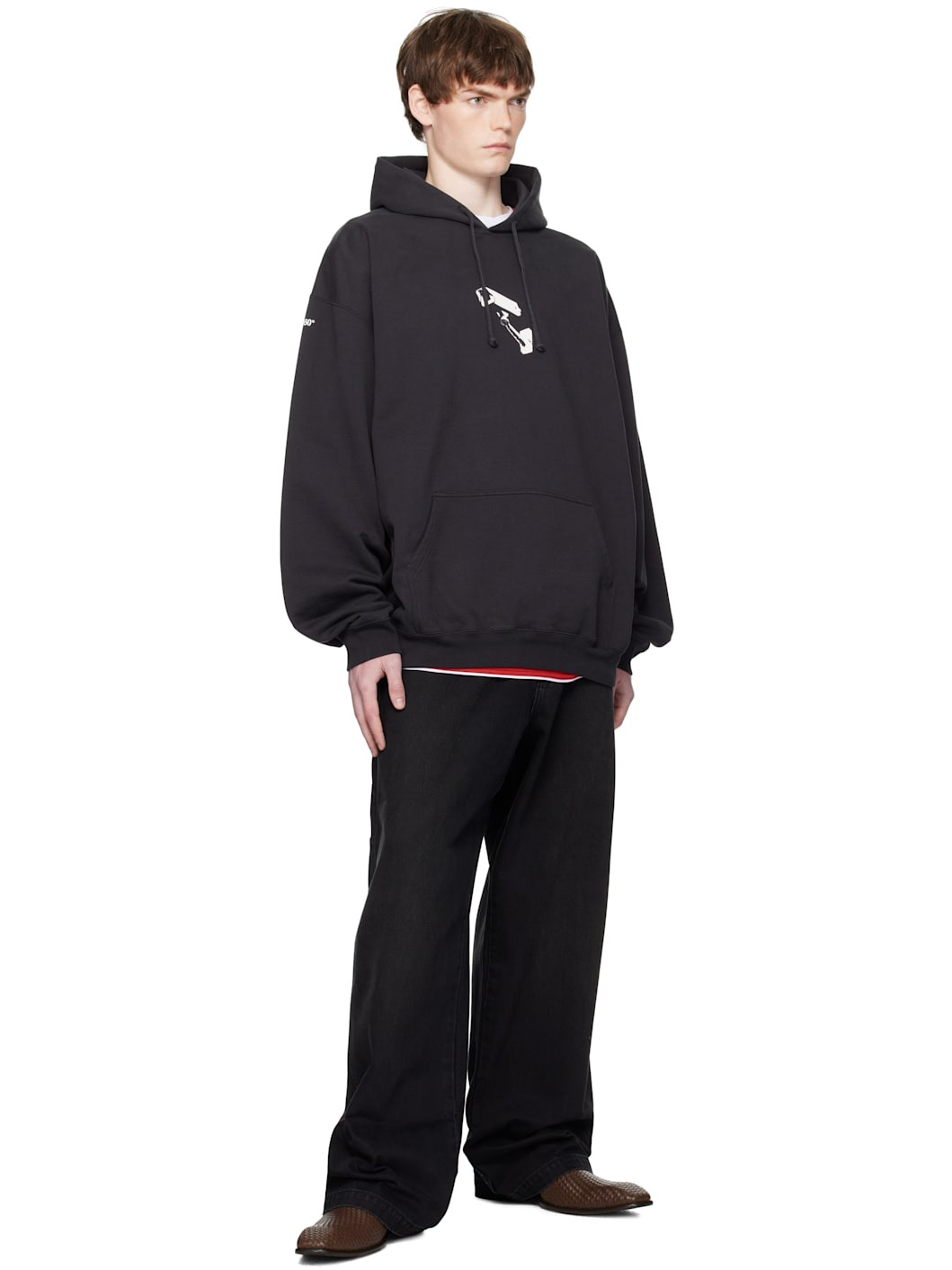 Black 'CCTV' Oversized Hoodie - 4