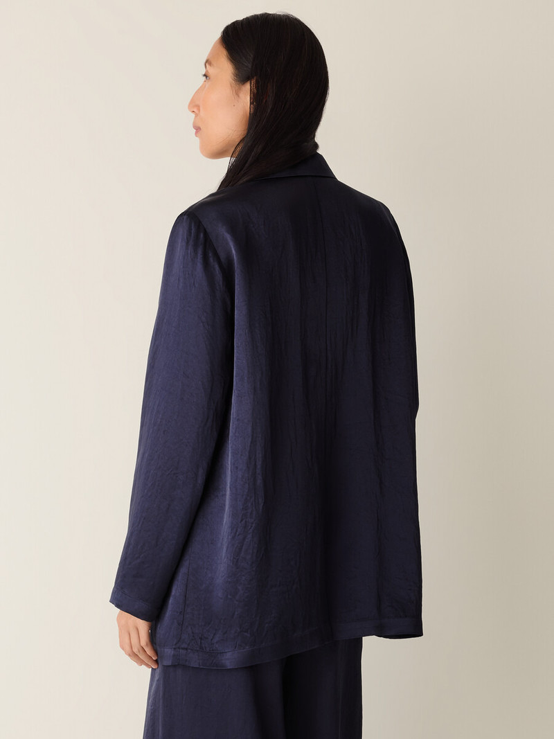Textured Satin Long Blazer 4