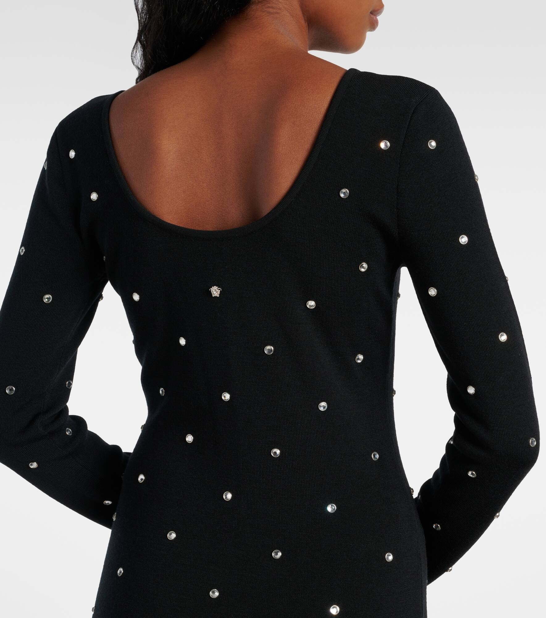 Crystal-embellished virgin wool midi dress - 6